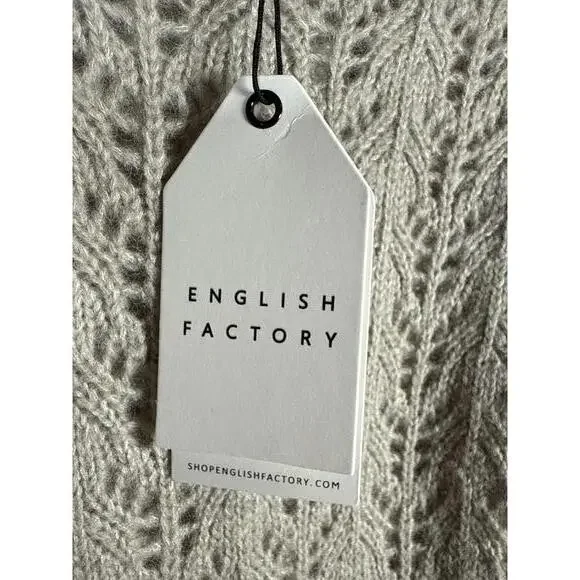 NWT English Factory Fuzzy Knit Sweater Heather Gray Size Small - Picture 4 of 6